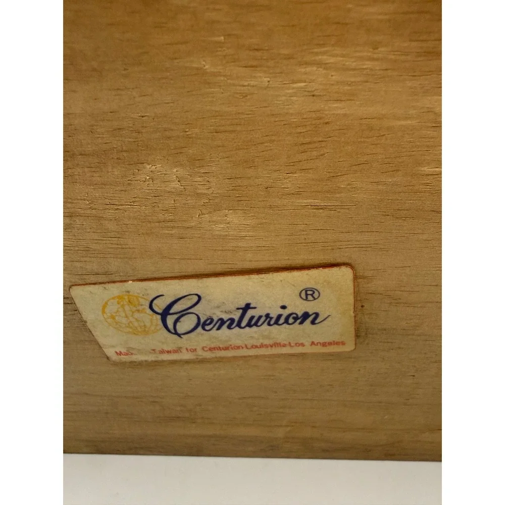 Centurion Vintage Wooden Jewelry Box Mirror Mustard Yellow Velvet Ring Drawer